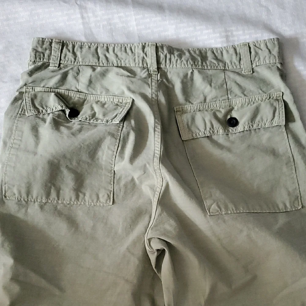Everlane Green Cropped Organic And Linen Blend Pants with Relaxed Fit Sz 33 - Picture 8 of 12